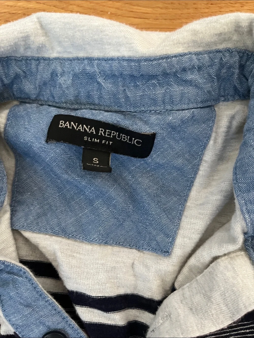 Banana Republic Light Gray Polo with Stripes, Slim Fit